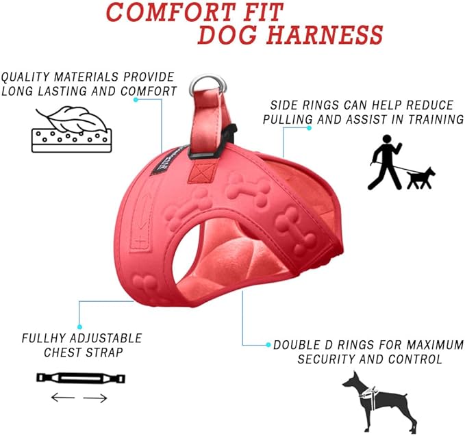 Comfort Fit All Weather Dog Harness No Pull Soft Padded Extra Comfort Step in Dog Harness with Adjustable Buckles Easy Control Vest Harness for Small Medium Large Dogs Inside Velvet Plush
