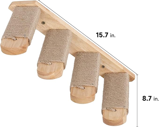 FUKUMARU Cat Climbing Shelf Wall Mounted, Four Step Cat Stairway with Jute Scratching for Kitten Perch Platform Walls Furniture - Right to Left