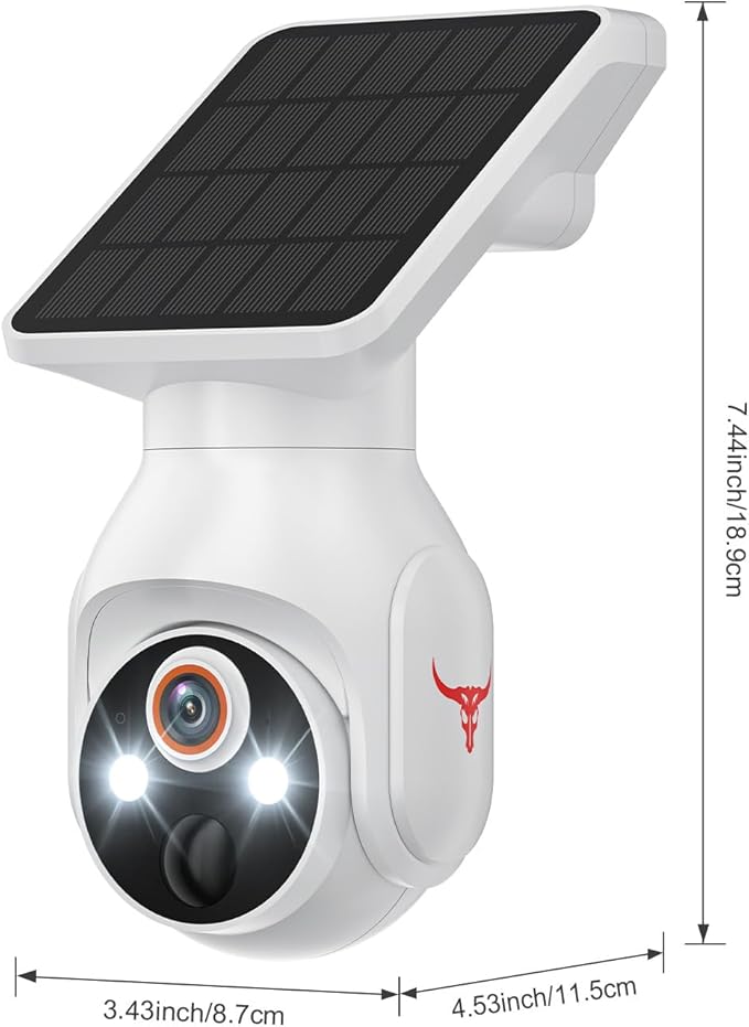 1080P Solar Security Cameras Wireless Outdoor, 360° View Pan/Tilt, Color Night Vision, Easy to Install, Real-Time Alerts, 2-Way Audio, Cloud Storage (Sold Separately), 2.4Ghz Wi-Fi Only