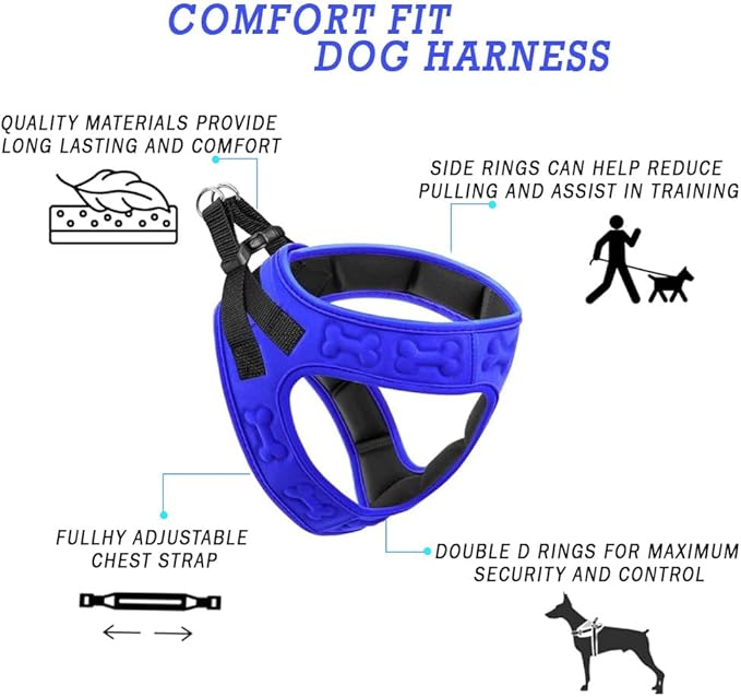 Comfort Fit No Pull Dog Harness for Small Medium & Large Dogs – Soft Padded Adjustable Buckles Step in Pet Harness with Leash Clips Reflective Straps with Easy Control & Handle Pet Vest Harness