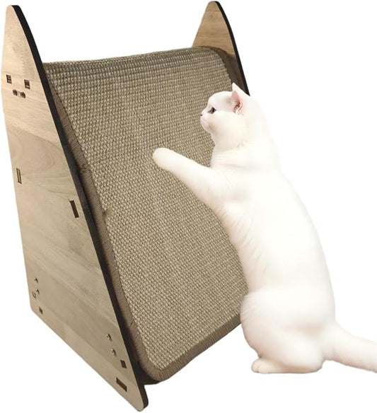 Cat Scratching Post for Indoor Cats： Modern Sisal Cat Scratcher & Wood Frame, Long-Lasting Multi-Sided Cat Scratcher for Multi-Cat & Budget-Friendly Homes (16in)