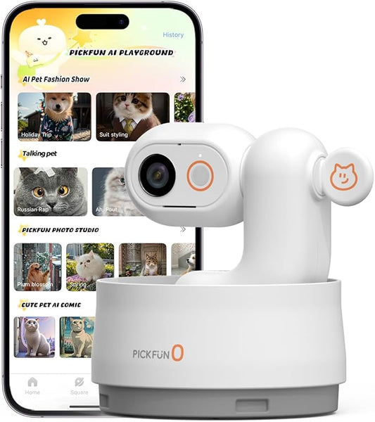 P0 AI Pet Camera with 2K Tracking, Auto Video Recording Editing & Smart Alerts, 350° Panoramic View with Night Vision, Two-Way Audio, Privacy Protection & Local Storage for Cat/Dog Monitoring