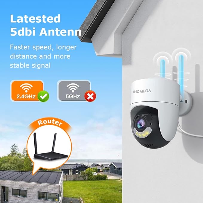 INQMEGA 6MP TUYA Smart Camera,2.4G WiFi Security Home Surveillance Camera,2-Way Audio, Color Night Vision, Waterproof, Motion Detection, Spotlight & Siren,6.5ft Power Cord