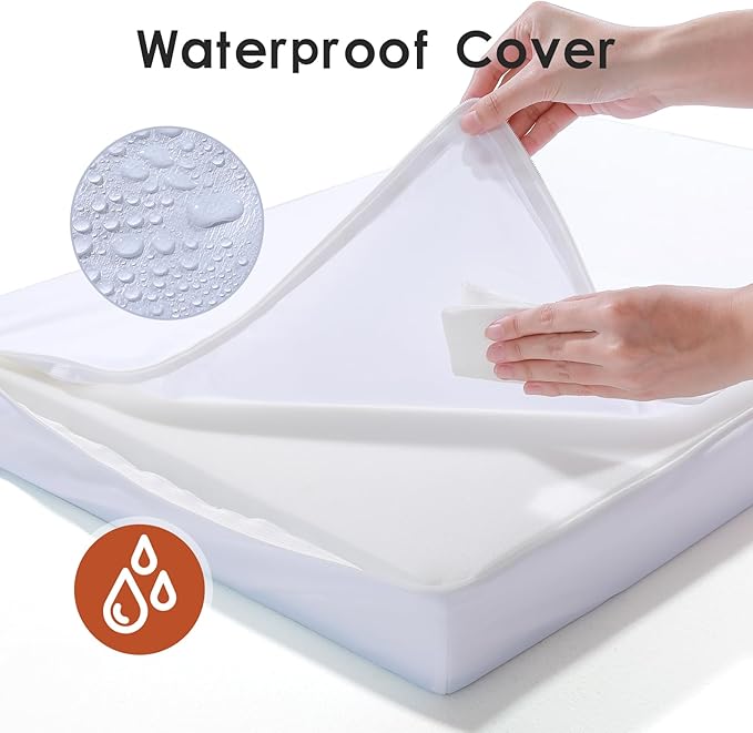 Orthopedic Dog Bed for Large Dogs, 36"x27"x6" Memory Foam Pet Bed with Washable Microsuede Cover, TPU Waterproof Liner & Nonskid Bottom, for Indoor, Outdoor, Crate ＆ Car Use, Dark Grey