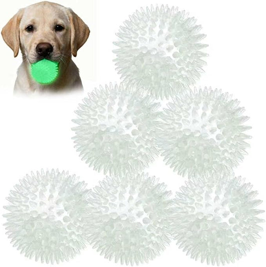 petizer 6 Pack 2.5’’ Glow in The Dark Fetch Balls - Balls for Dogs, Squeaky Floating Pool Dog Toy Ball, Indestructible Puppy Teething Chew Toy for Aggressive Chewers (2.5’’, Small Dogs)