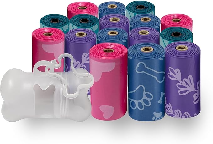 Best Pet Supplies Dog Poop Bags for Waste Refuse Cleanup, Doggy Roll Replacements for Outdoor Puppy Walking and Travel, Leak Proof and Tear Resistant, Thick Plastic - Assorted Colors, 240 Bags