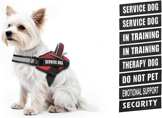 Dog Vest Harness and Patches Set, Animire in Training Service Dog Harness with 10 Dog Patches, Reflective Dog Vest with Handle for Small, Medium, Large, and Extra-Large Dogs