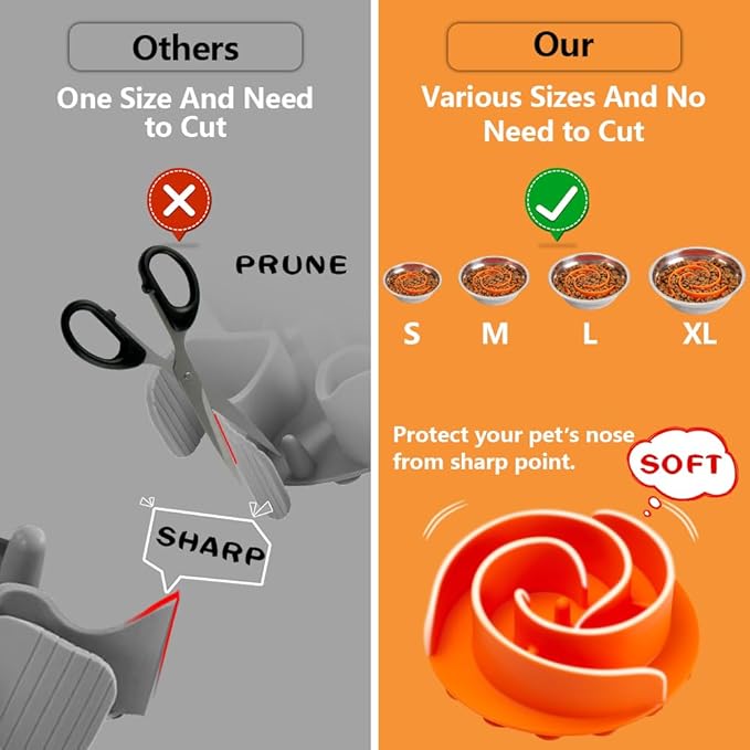 Slow Feeder Dog Bowls Insert, Animire Soft Silicone Slow Eating Dog Food Bowl for Small, Medium and Large Dogs, Compatible with Regular and Elevated Bowls