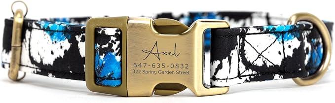 Personalized Dog Collar with Name and Phone Number Engraved,Adjustable Custom Puppy Collar,Organic Cotton Pet Collar for Small Medium Large Boy Girl Dogs