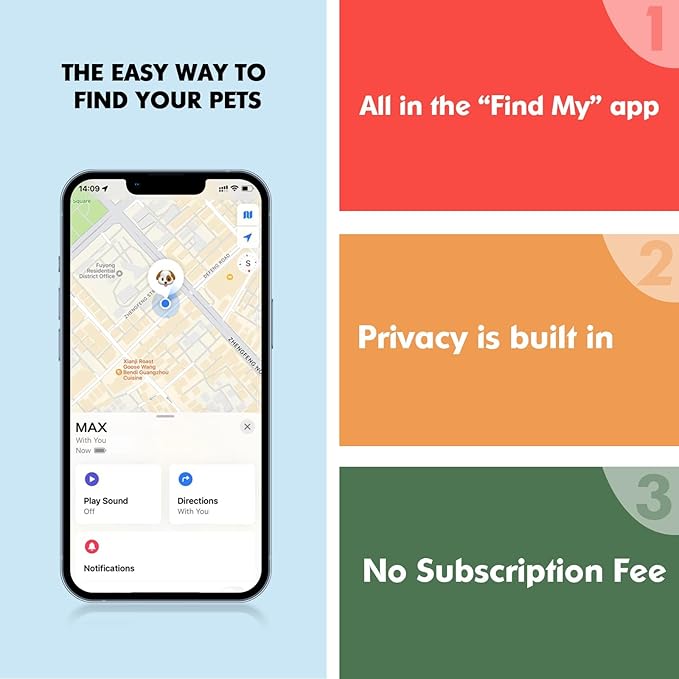 GPS Tracker for Dogs&Cats, 2 in 1 Pet Tracking Smart Collar (Only iOS), No Monthly Fee GPS Tracker Dog Collar, Real-time Location Comfortable PU Tracker for Small, Medium Large Dogs(Locator Included)