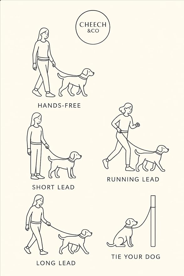 Cheech&Co Hands Free Dog Leash with Poop Bag Holder - for Walking, Hiking, Jogging & Running Small/Medium/Large Dogs (Adjustable 4.3–8.6 ft Light Purple)