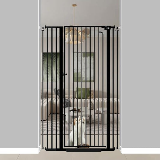 57" Extra Tall Pet Gate for Cats Dogs-29.5"-38.5" Extra Wide Cat Gate for Doorways and Stairs-1.37" Ultra Narrow Spacing Pressure Mounted Dog Gate with One-Handed Operation(29.5"-38.5")