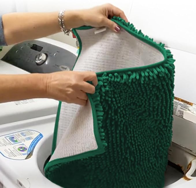 Muddy Mat® Shown on TV – Super Absorbent Microfiber Dog Door Mat for Muddy Paws, Non-Slip Washable Pet Rug, Quick Dry Chenille Entryway Carpet, Machine Washable Indoor Outdoor mat, Dark Green 28"x18"