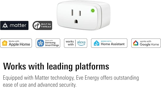 Eve Energy (Matter) 3 Pack – Smart Plug, 100% Privacy, automate Lights & appliances, Seemless Integration in Apple Home, Alexa, Google Home, SmartThings, Requires Thread Border Router