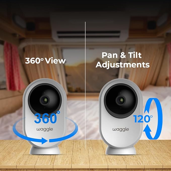 Waggle RV Mini Camera - 1080p HD Wireless Security Camera for RVs – Built-in SD Card (128GB), 2-Way Audio, Night Vision & Motion Detection - Ideal for Indoor Use - WiFi & Subscription Required