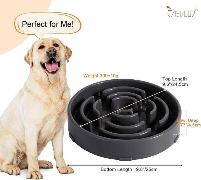 Slow Feeder Dog Bowls for Large Dogs Anti-Chocking Slower Feeder Dog Puzzle Bowl Pet Slow Eating Interactive Bloat Stop Dog Food Bowl JASGOOD,Dark Gray,Large
