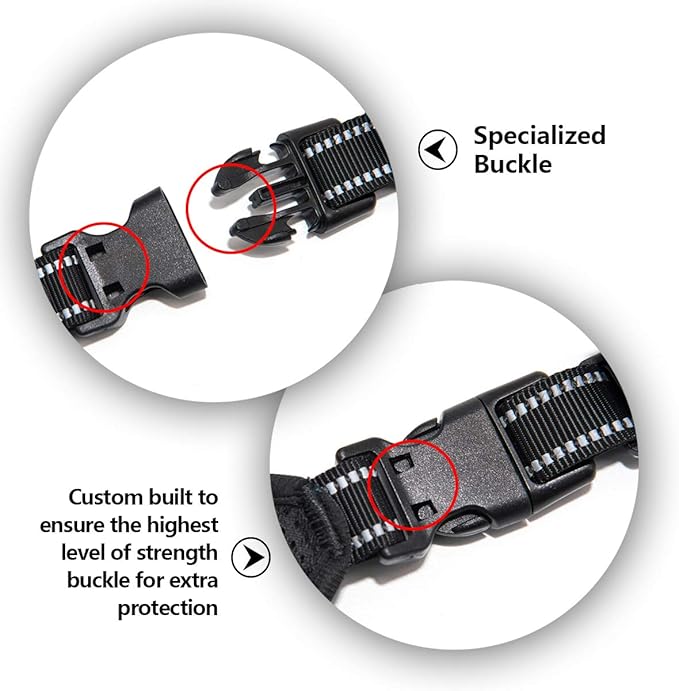 PHOEPET 2019 No Pull Dog Harness Medium Reflective Front Clip Vest with Handle,Adjustable 2 Metal Rings 3 Buckles,[Easy to Put on & Take Off](M, Blue)