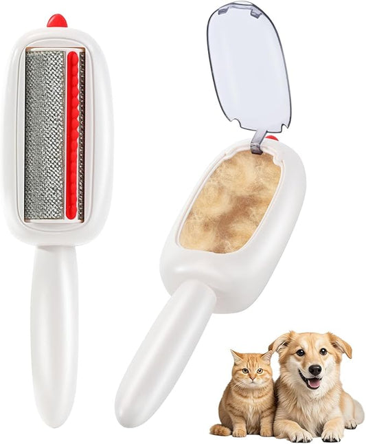 Reusable Pet Hair Remover Lint Roller Brush, Washable Pet Cat Dog Hair Removal Roller Tool for Clothes (White)
