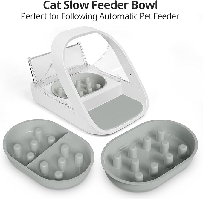 Slow Feeder Bowl for Automatic Microchip Cat Pet Feeder, Helps Prevent Bloat & Improve Digestion, Easy to Clean, Slow Feeder Bowls & Mat
