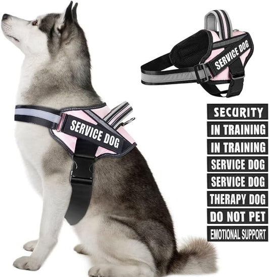Dog Vest Harness and Patches Set, Animire in Training Service Dog Harness with 10 Dog Patches, Reflective Dog Vest with Handle for Small, Medium, Large, and Extra-Large Dogs