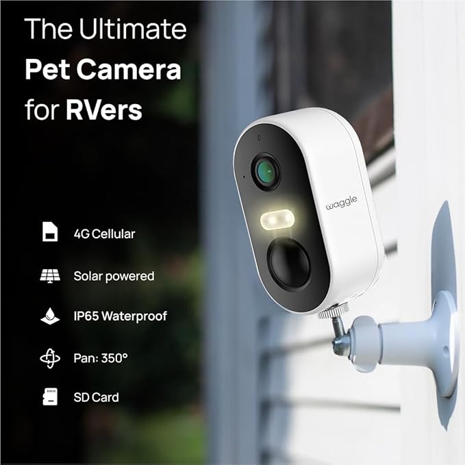 Waggle Pack of 2 4G LTE Security Camera for RV Safety | No WiFi Needed | 2K HD, 9000mAh Battery, Night Vision, 2-Way Talk & Siren Alarm | for RVs, Indoor/Outdoor Monitoring - Subscription Required