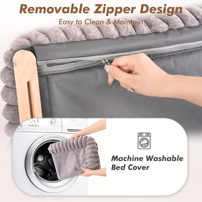 Cloud-Soft Cat Window Sill Perch with Zipper Designed Cushioned Bed, Supportive Cat Window Seat with Premium Solid Wood & Sturdy Metal Frame, Pet Hammock Bed for Large Cats (Medium, Gray)