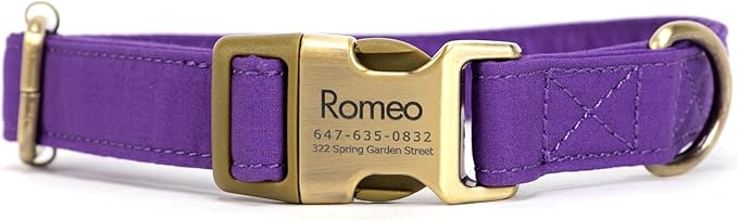 Personalized Dog Collar with Name and Phone Number Engraved,Adjustable Custom Puppy Collar,Organic Cotton Pet Collar for Small Medium Large Boy Girl Dogs