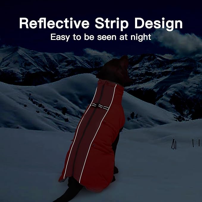 Dog Coat - XS, Warm Zip Up Snowsuit Dog Harness Vest, Reflective Water-Resistant, Red