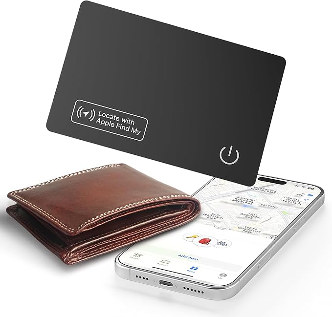 JTD Wallet Tracker Card - 0.07in Ultra-Thin Bluetooth Card Finder, IP68 Waterproof, Works with Apple Find My (iOS Only), Item Locator for Wallet, Passport, Luggage, Backpack