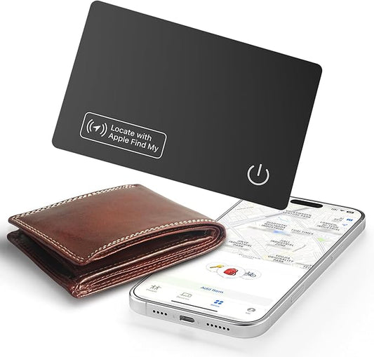 JTD Wallet Tracker Card - 0.07in Ultra-Thin Bluetooth Card Finder, IP68 Waterproof, Works with Apple Find My (iOS Only), Item Locator for Wallet, Passport, Luggage, Backpack