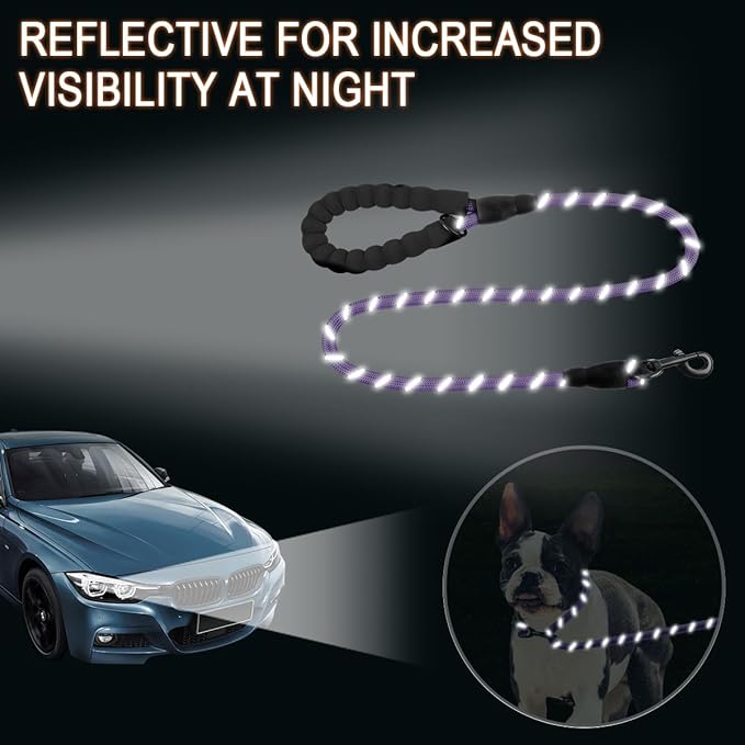 BARKBAY Dog Leashes for Large Dogs Heavy Duty Dog Leash 4/5/6 FT with Comfortable Padded Handle and Highly Reflective Threads for Medium Large Dogs Walking Training Running (4FT-1/2,Violet Purple)