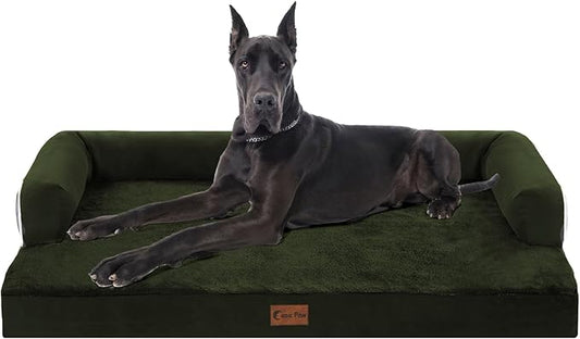 Orthopedic XXL Dog Beds, Waterproof Egg Crate Foam Big Pet Bed for All Breed Sized Dogs 53x42Inch, Washable Extra Large Dog Couch Bed with Removable Cover and Non-Slip Bottom, Olive Green