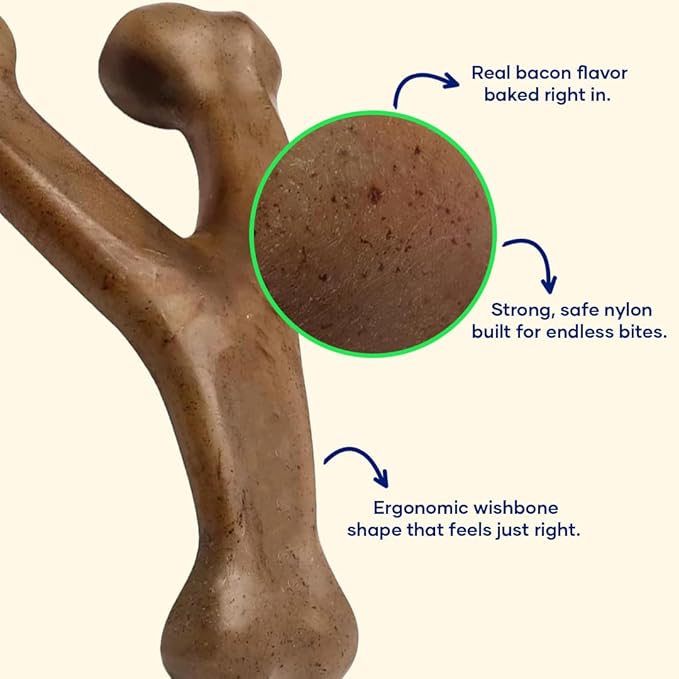 Wishbone – Bacon Flavored Dog Chew Toy | Durable, Long-Lasting, Teeth Cleaning | Safe for Heavy Chewers