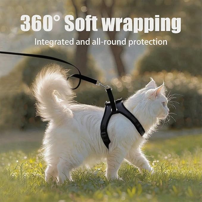 Dog Harness Small Sized and Leash Set, Dog Harness with Leash Set, Comfortable Air Mesh Dog Vest Harness with Reflective Strip, Reflective for Safe Easy Walking Dogs, Cats, Black S