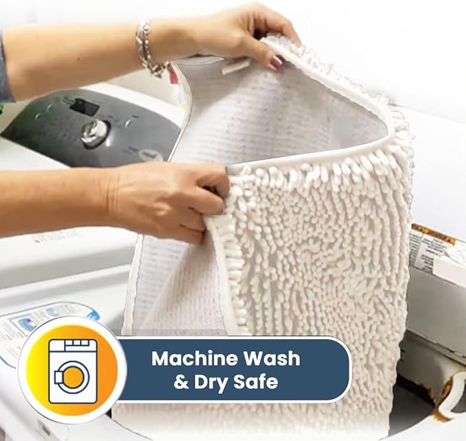 Muddy Mat® Shown on TV – Super Absorbent Microfiber Dog Door Mat for Muddy Paws, Non-Slip Washable Pet Rug, Quick Dry Chenille Entryway Carpet, Machine Washable Indoor Outdoor mat, White 35"x24"