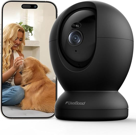 usogood 4MP Pet Camera with Phone App, 2.4G & 5G WiFi Indoor Security Camera for Home Security, 360° AI Motion Detection and Tracking, 2-Way Talk, Night Vision, Detection Alarm