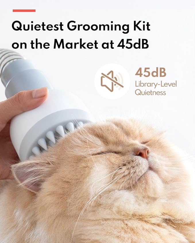 HomeRunPet Ultra Quiet Dog Grooming Vacuum, 12000Pa Suction, 6-in-1 Pet Clipper Kit for Dogs & Cats, Low Noise, Pet Friendly