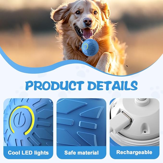 Interactive Cat Dog Toys, 2026 Smart Automatic Moving Ball Toys for Indoor Dogs Cats, Self-Rolling Interactive Cat Dog Toy Ball for Small/Medium Dogs (2PCS Orange)