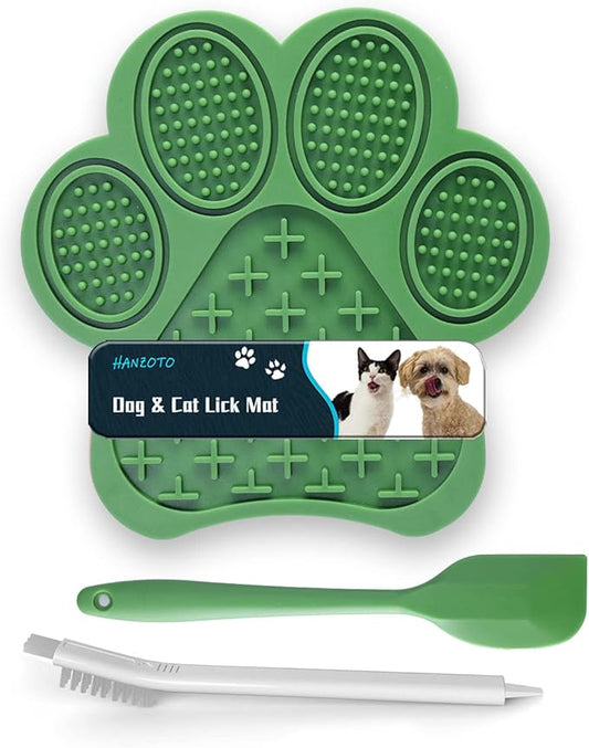 Lick Mat for Dogs and Cats, Premium Lick Pad with Suction Cups,Dog Slow Feeder Dowl Mat for Bathing Grooming Nailing Trimming, Food-Grade, Non-Toxic (Green)