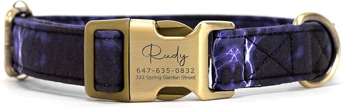 Personalized Dog Collar with Name and Phone Number Engraved,Adjustable Custom Puppy Collar,Organic Cotton Pet Collar for Small Medium Large Boy Girl Dogs