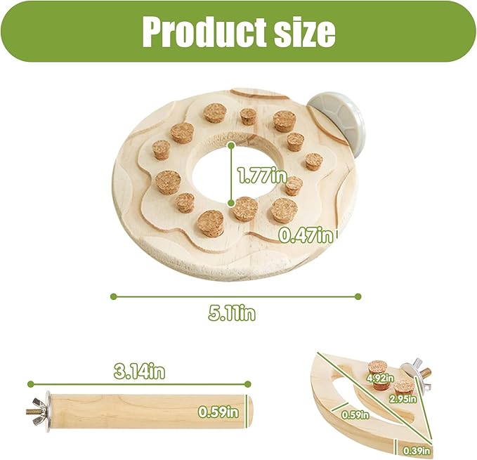 Wooden Bird Chew Toy, Parrot Biting Toys, Foraging Training, Relieve Boredom & Anxiety, Bird Cage Accessories, for Small Parakeets, Conures, Macaws, Budgies, Finches, TTQ N