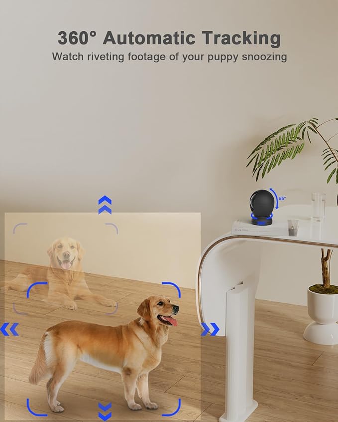 usogood 4MP Pet Camera with Phone App, 2.4G & 5G WiFi Indoor Security Camera for Home Security, 360° AI Motion Detection and Tracking, 2-Way Talk, Night Vision, Detection Alarm