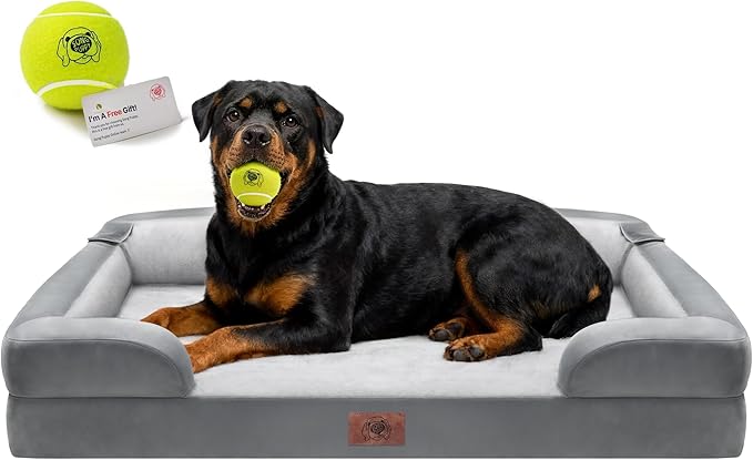 Orthopedic Dog Bed for Extra Large Dogs, XXL Waterproof Egg Crate Memory Foam Pet Bed Bolsters Dog Couch with Washable Cover & Non-Slip Bottom, 45x35