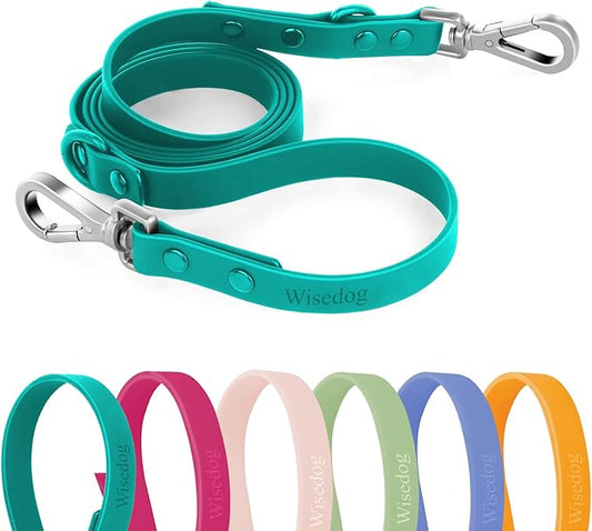 Wisedog Waterproof Dog Leash – 5ft/6ft Adjustable with 2 Metal Swivel Hooks, Easy to Clean Dog Leashes for Small, Medium, Large Breed Dogs (Emerald Green,M)