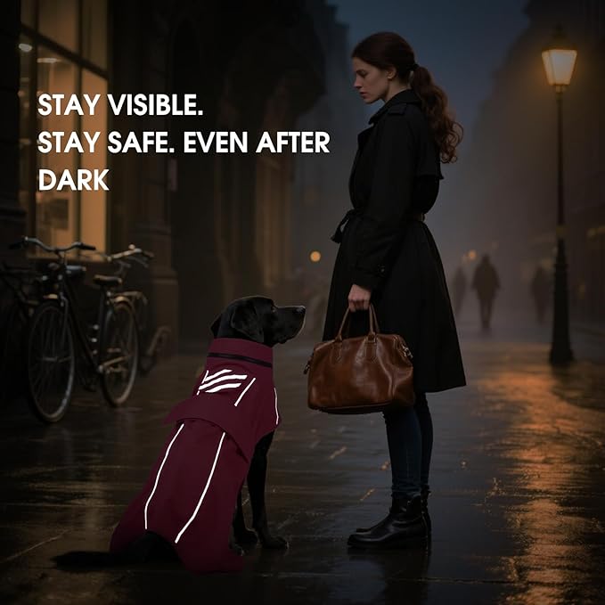 Dog Raincoat XXL, Waterproof Dog Raincoats for Large Dogs with Hood, Leash Hole, Reflect Strips, Ideal for Rain, Snow, Windy Weather & Outdoor Walks, Camping, Hiking - Pink