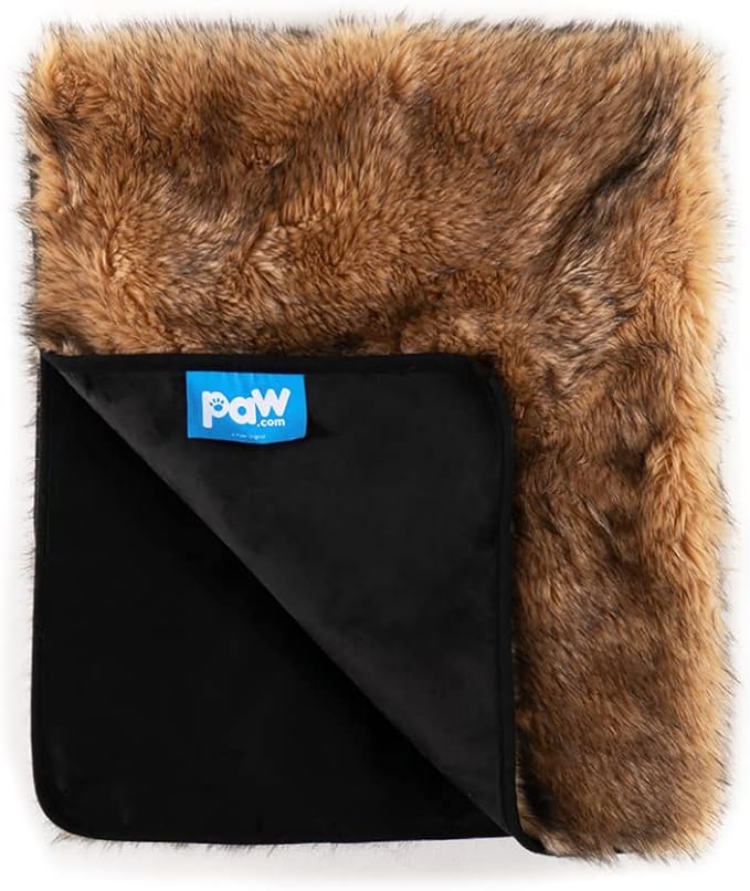 PAW BRANDS PupProtector Waterproof Throw Blanket for Dogs and Cats, Pet Blanket Cover for Couches, Sofas, Beds, Car Seats, Furniture, Calming Soft Faux Fur, Sable Brown, Original (60" L x 50" W)