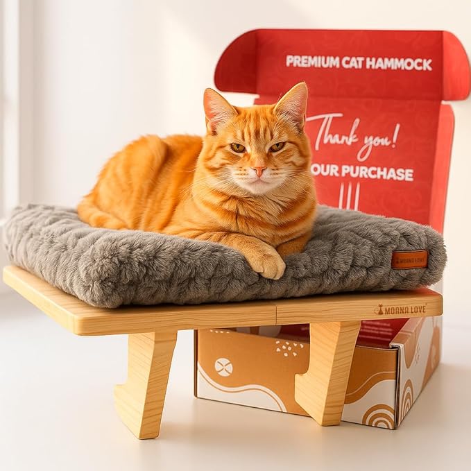 Cat Window Bed - Cozy Window Perch for Cats Inside - Stylish Cat Furniture with Soft Cushion, Perfect Kitten Bed & Cama para Gatos for Sunbathing, Hamaca para Gatos