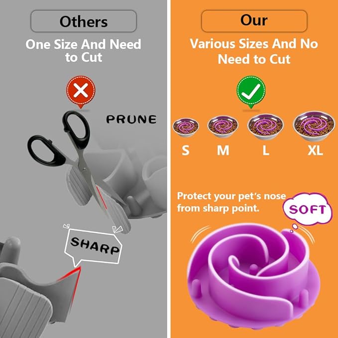 Slow Feeder Dog Bowls Insert, Animire Soft Silicone Slow Eating Dog Food Bowl for Small, Medium and Large Dogs, Compatible with Regular and Elevated Bowls