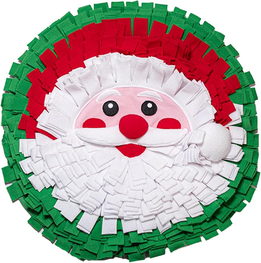 Tail Trends Christmas Snuffle Mats for Dogs – Interactive Dog Toy for Foraging & Nosework, Washable Slow Feeder, for Small Medium Large Pets (Santa Claus)