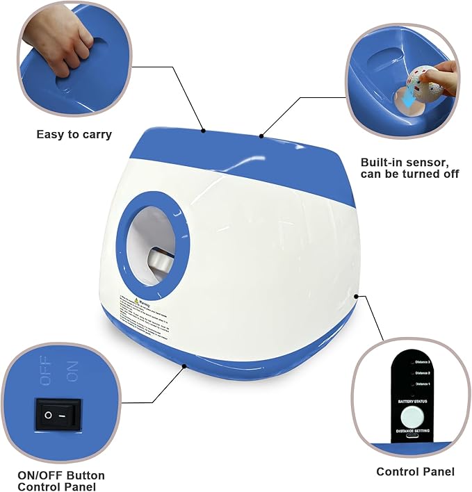 SOCO Automatic Ball Launcher for Dogs Large- 3 Distance Settings (40/60/80FT) w/Remote Control | 2.5" ETPU Tennis Balls | Indoor/Outdoor Dog Toy | 6 Balls & Quick Charge Included